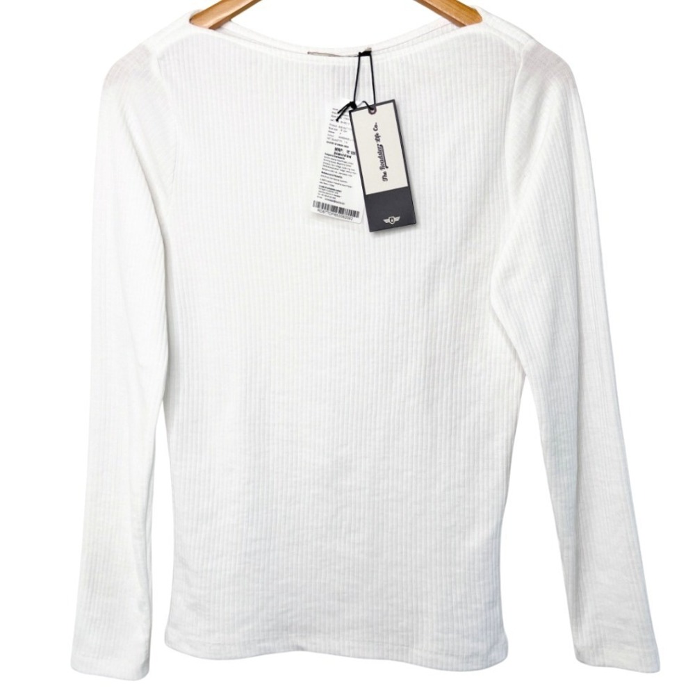 The Roadster Life Co Womens Rib Knit Top Marshmellow White Boat Neck M 17358398